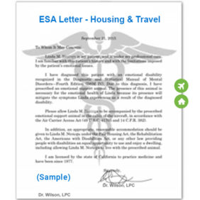 ESA Letter for Airlines & Housing - 24 Hour ESA Letters - Fast & Easy